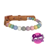 Handmade Vegan Beaded Dog Collar - 15mm Pastel Beads