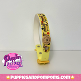 Handmade Biothane Dog Collar - Hot Dog Dachshunds - Sunshine Yellow