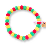 Personalised Pom Pom Dog Collar - Rototom Reggae Style - Small Balls