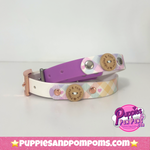 Handmade Biothane Dog Collar - Pastel Vichy - White