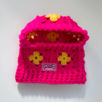 Crochet Dog Balaclava Hat - Hot Pink