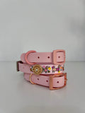 Bee Happy Dachshunds - Handmade Biothane Dog Collar - Baby Pink