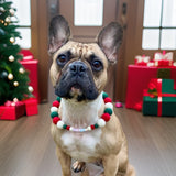 Christmas Pom Pom Dog Collar - Traditional Holly Green