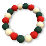 Christmas Pom Pom Dog Collar - Big Balls - Traditional Holly Green