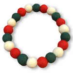 Christmas Pom Pom Dog Collar - Big Balls - Traditional Holly Green