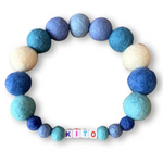 Personalised Pom Pom Dog Collar - Blue