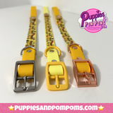 Handmade Biothane Dog Collar - Hot Dog Dachshunds - Sunshine Yellow