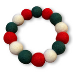 Christmas Pom Pom Dog Collar - Big Balls - Traditional Holly Green