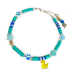 Little Duck Handmade Bead Dog Necklace - Turquoise Blue