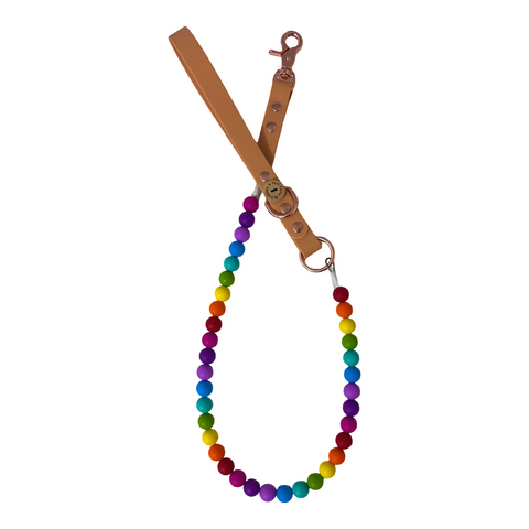 Rainbow Bead Handmade Dog Leash - Vegan Leather / Waterproof Biothane