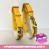 Handmade Biothane Dog Collar - Hot Dog Dachshunds - Sunshine Yellow