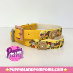 Handmade Biothane Dog Collar - Hot Dog Dachshunds - Sunshine Yellow