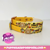 Handmade Biothane Dog Collar - Hot Dog Dachshunds - Sunshine Yellow