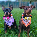 Halloween Pom Pom Dog Collar  - Yellow Eye Ball