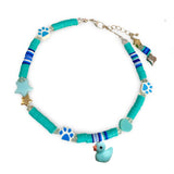 Little Duck Handmade Bead Dog Necklace - Turquoise Blue