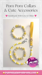 Pom Pom & Bead Dog Collar - Yellow