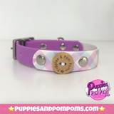 Handmade Biothane Dog Collar - Pastel Vichy - Pastel Purple