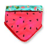 Pom Pom Dog Bandana - Summer Pool Party Watermelon - Snap On