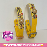 Handmade Biothane Dog Collar - Hot Dog Dachshunds - Sunshine Yellow