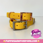 Handmade Biothane Dog Collar - Hot Dog Dachshunds - Sunshine Yellow