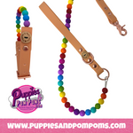 Rainbow Bead Handmade Dog Leash - Vegan Leather / Waterproof Biothane