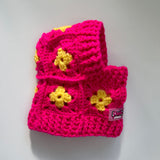 Crochet Dog Balaclava Hat - Hot Pink