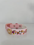 Bee Happy Dachshunds - Handmade Biothane Dog Collar - Baby Pink