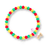 Personalised Pom Pom Dog Collar - Rototom Reggae Style - Small Balls