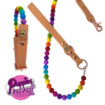 Rainbow Bead Handmade Dog Leash - Vegan Leather / Waterproof Biothane