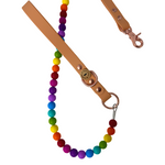 Rainbow Bead Handmade Dog Leash - Vegan Leather / Waterproof Biothane