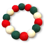 Christmas Pom Pom Dog Collar - Big Balls - Traditional Holly Green