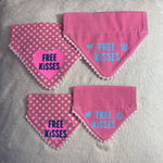 Handmade Dog Bandana  - Free Kisses - Slide On