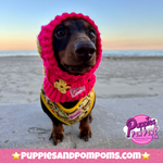 Crochet Dog Balaclava Hat - Hot Pink