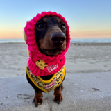 Crochet Dog Balaclava Hat - Hot Pink