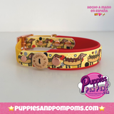 España Hot Dog Dachshunds Handmade Dog Collar - Vegan / Waterproof Biothane