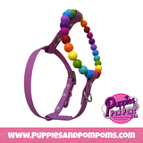 Handmade Rainbow Bead & Biothane Dog Harness - Vegan Leather / Waterproof Biothane