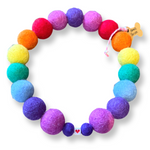 Personalised Pom Pom Dog Collar - Rainbow