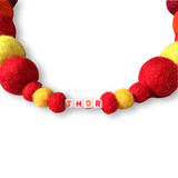 Personalised Pom Pom Dog Collar - España Mix - Red