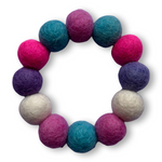 Pink, Blue & Purple Mix - Personalised Pom Pom Dog Collar