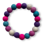 Pink, Blue & Purple Mix - Personalised Pom Pom Dog Collar