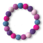 Pink, Blue & Purple Mix - Personalised Pom Pom Dog Collar