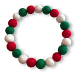 Christmas Pom Pom Dog Collar - Big Balls - Traditional Holly Green