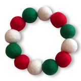 Christmas Pom Pom Dog Collar - Big Balls - Traditional Holly Green