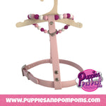 Handmade Pink Bead & Biothane Dog Harness - Vegan Leather / Waterproof Biothane