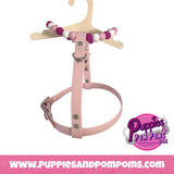 Handmade Pink Bead & Biothane Dog Harness - Vegan Leather / Waterproof Biothane