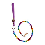 Rainbow Bead Handmade Dog Leash - Vegan Leather / Waterproof Biothane