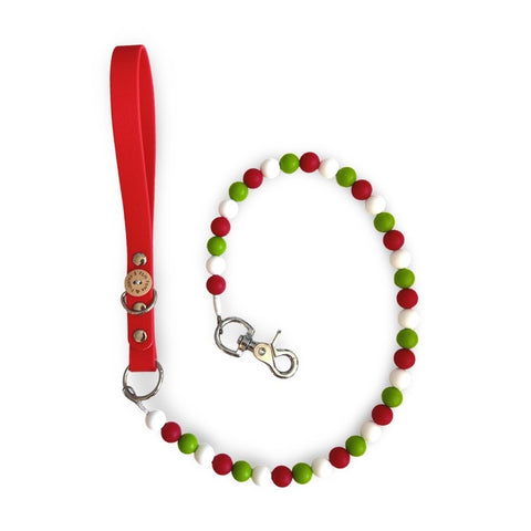 Christmas Grinch Bead Handmade Dog Leash - Vegan Leather