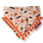 Boo! Halloween Pumpkins and Creepy Critters PomPom Bandana