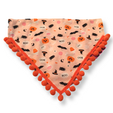 Boo! Halloween Pumpkins and Creepy Critters PomPom Bandana