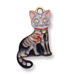 Halloween Skeleton Black Cat Charm